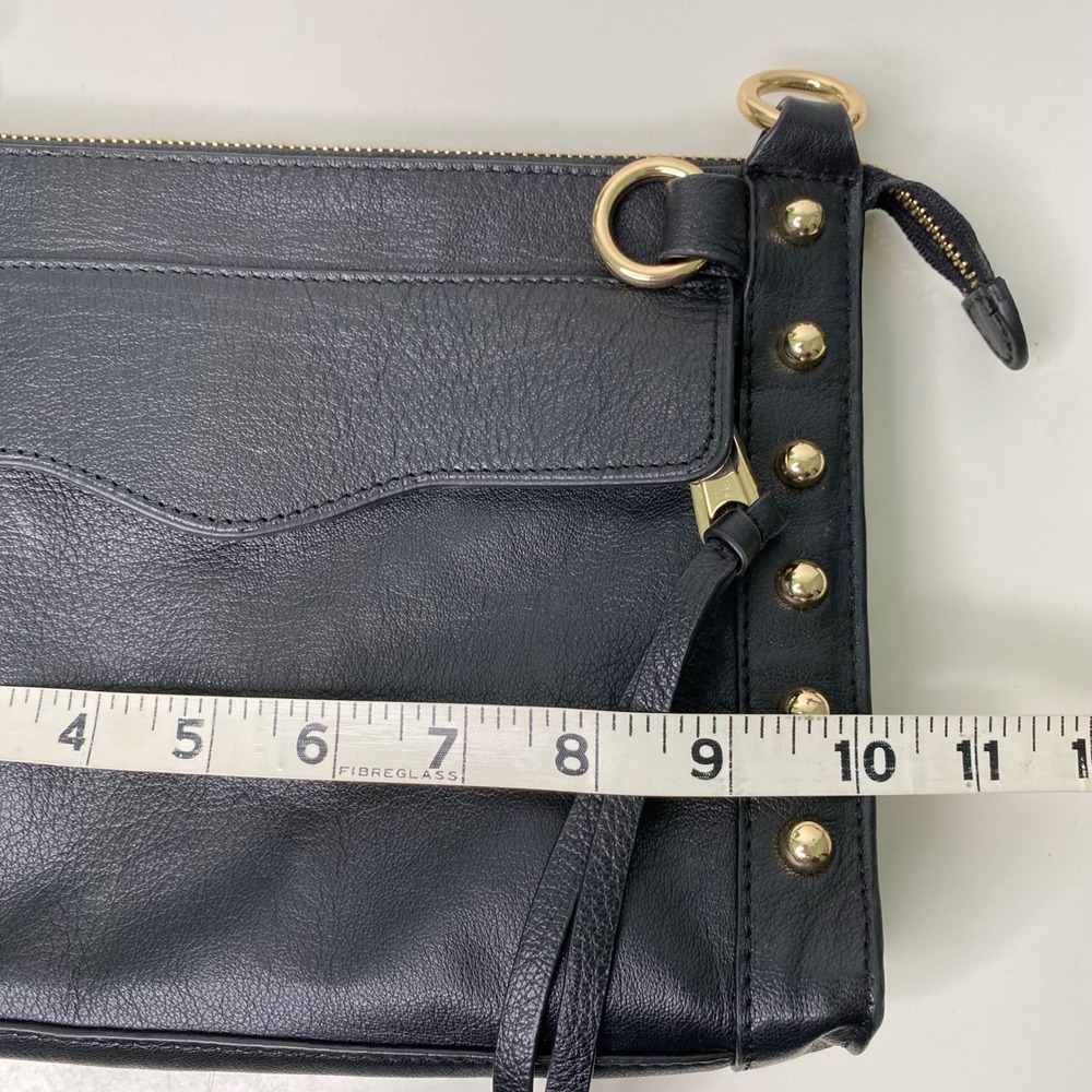 Rebecca Minkoff M.A.B. Black Leather Studded Flap Crossbody Chain Shoulder Bag - Picture 9 of 11